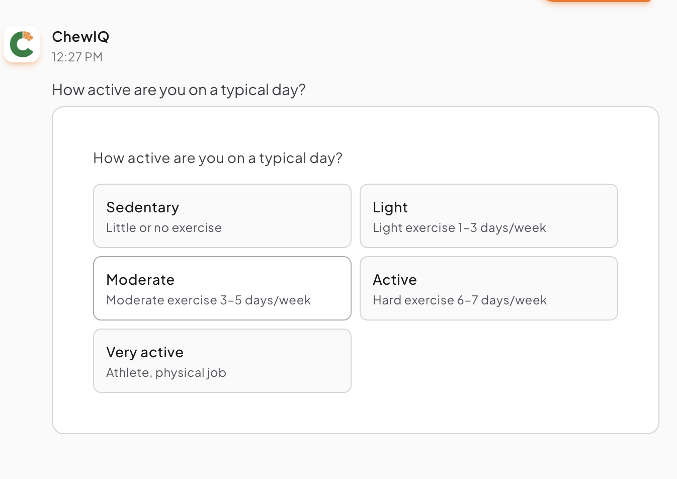 Select activity level