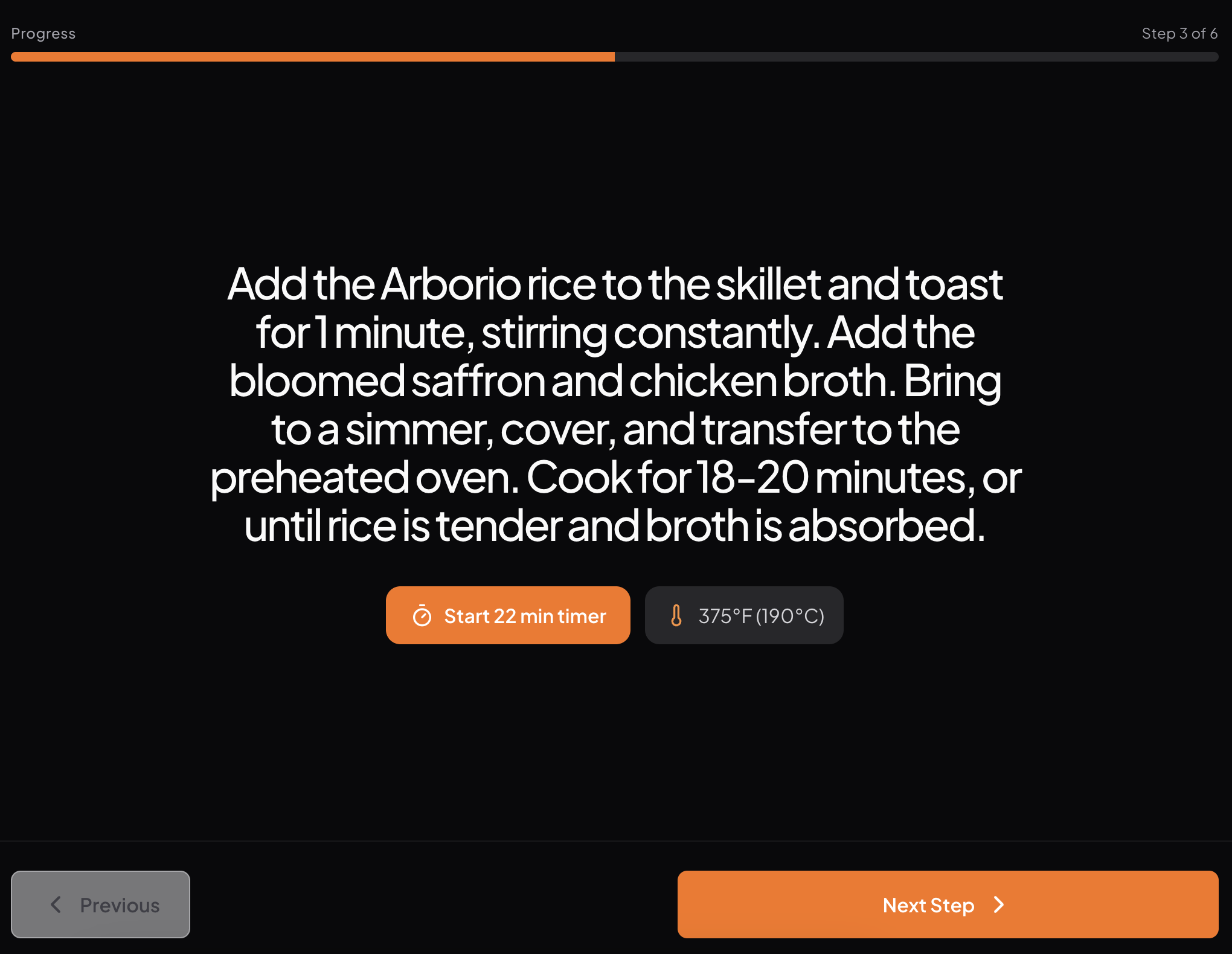 Step-by-step cooking